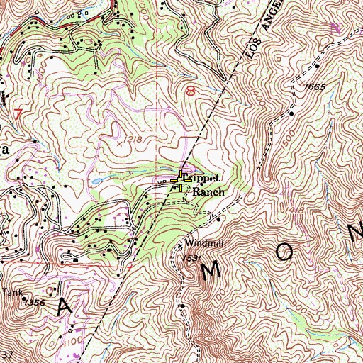 Topographic Map of Trippet Ranch, CA