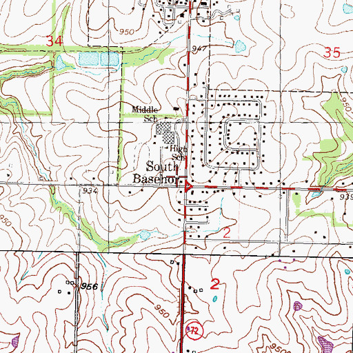 Topographic Map of Basehor Linwood Unified School District Offices, KS