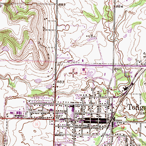 Topographic Map of Tonganoxie Unified School District Offices, KS