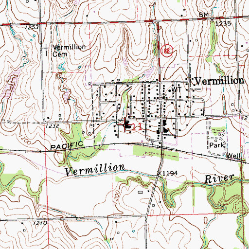 Topographic Map of Vermillion Unified School District Office, KS
