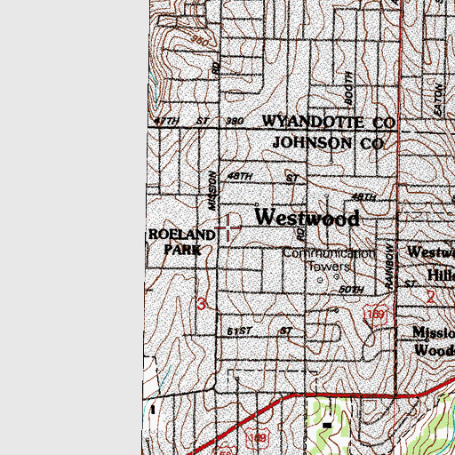 Topographic Map of Shawnee Mission Christian School, KS
