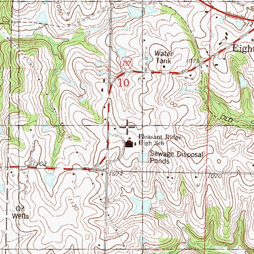 Topographic Map of Pleasant Ridge Middle School, KS
