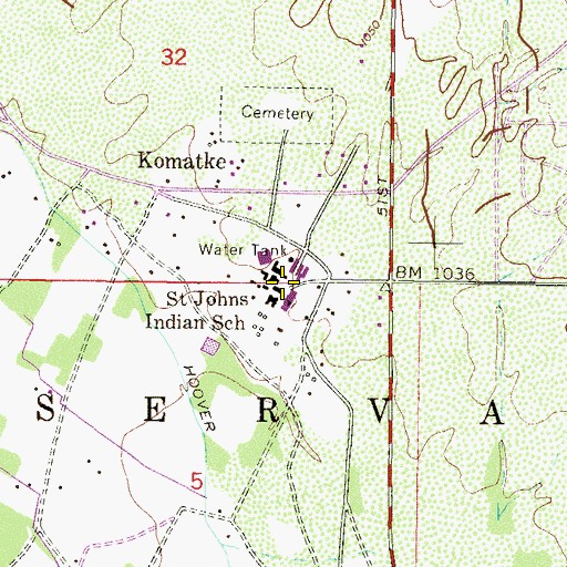 Topographic Map of Saint Johns Mission, AZ