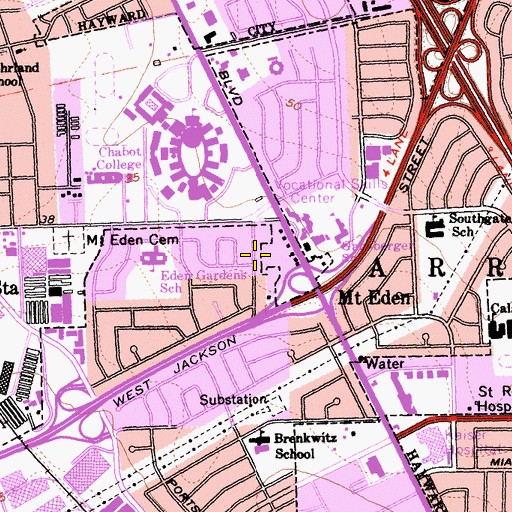 Topographic Map of Lea's Christian School, CA
