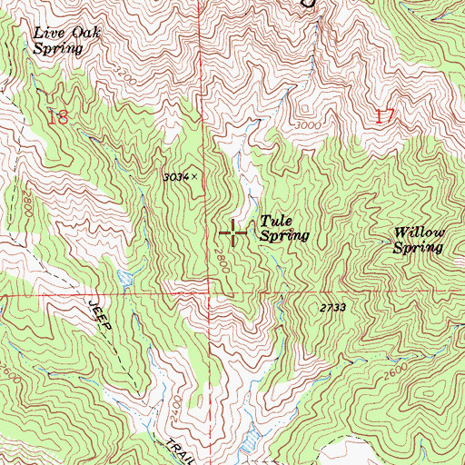 Topographic Map of Tule Spring, CA