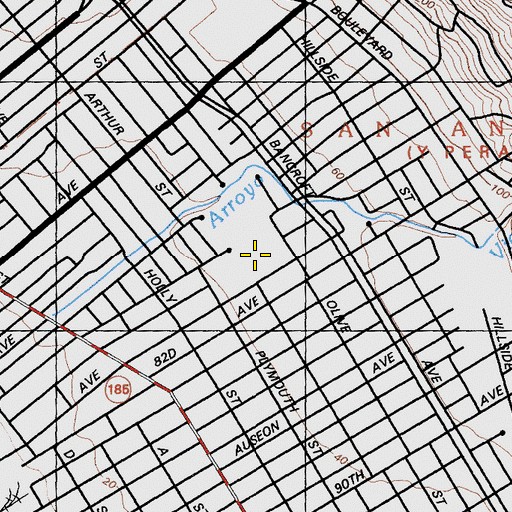 Topographic Map of East Oakland Pride Elementary School, CA