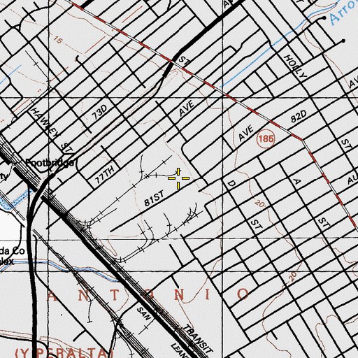 Topographic Map of EnCompass Academy Elementary School, CA