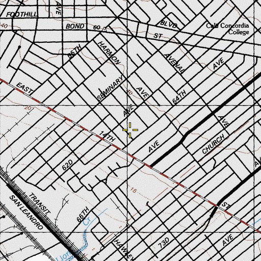 Topographic Map of Greenleaf Elementary School, CA