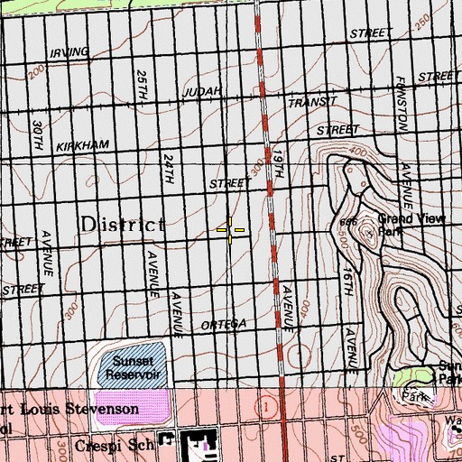 Topographic Map of Sunset Bible School, CA