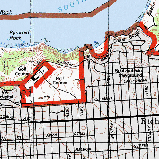Topographic Map of Katherine Delmar Burke School, CA