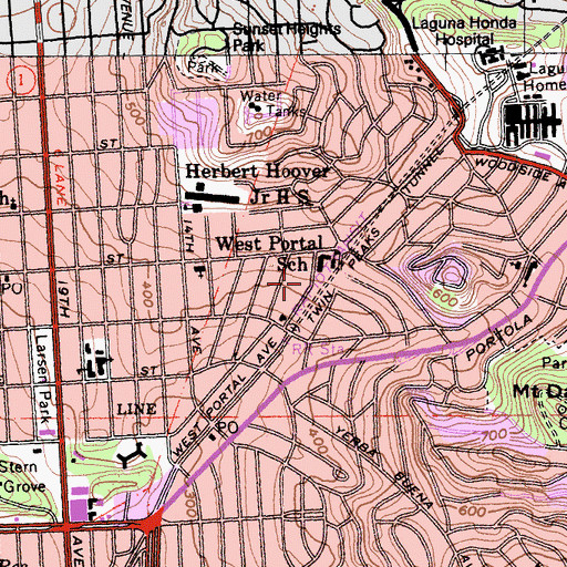 Topographic Map of Maria Montessori School, CA