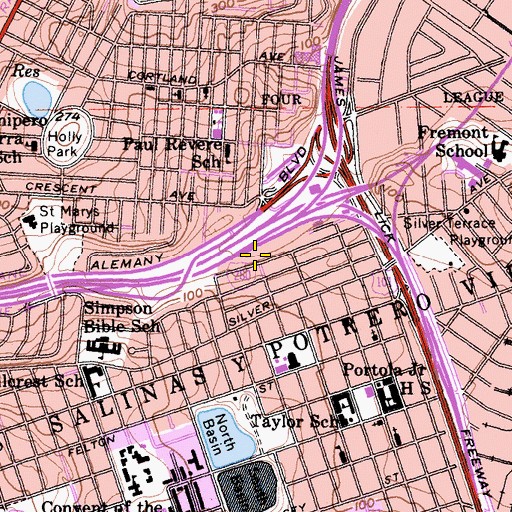 Topographic Map of The San Francisco School, CA