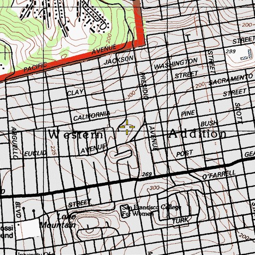 Topographic Map of University of California San Francisco Laurel Heights, CA