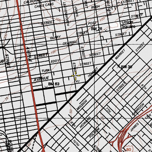 Topographic Map of De Marillac Academy, CA