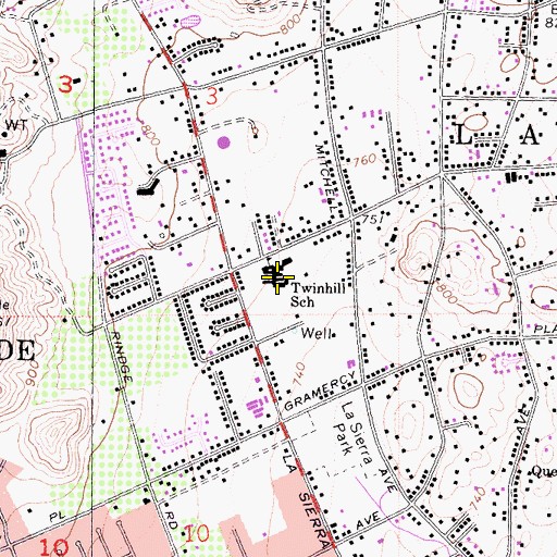 Topographic Map of Twinhill Elementary School, CA