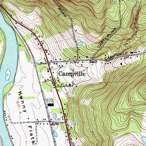 Topographic Map of Campville Commons, NY