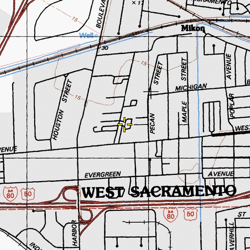 Topographic Map of Capitol City Recreational Vehicle and Mobile Home Park, CA