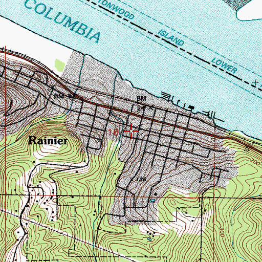 Topographic Map of Rainier United Methodist Church, OR
