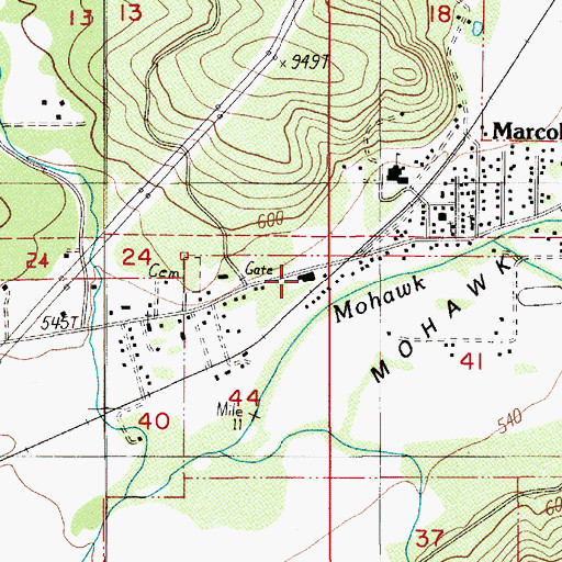 Topographic Map of Marcola Christian Church, OR