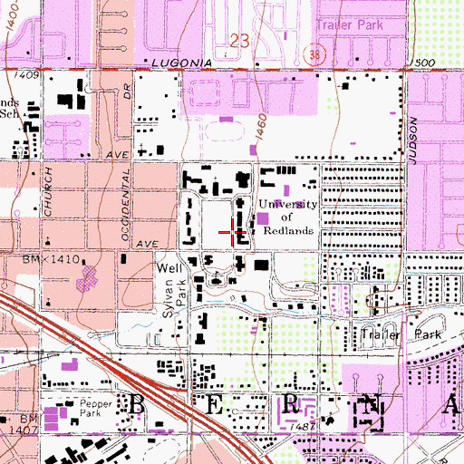 Topographic Map of University of Redlands, CA