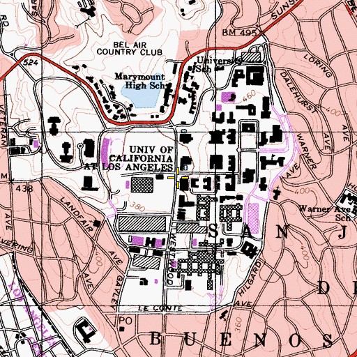 Topographic Map of University of California - Los Angeles, CA
