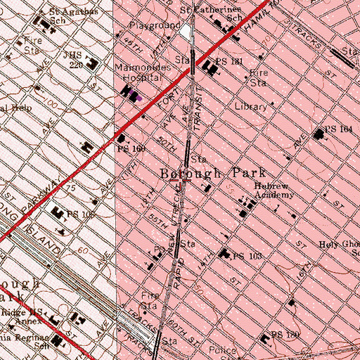Topographic Map of Boro Park Theatre (historical), NY