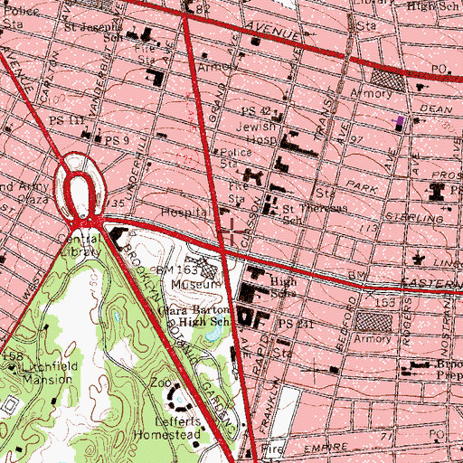 Topographic Map of Bell Theater (historical), NY