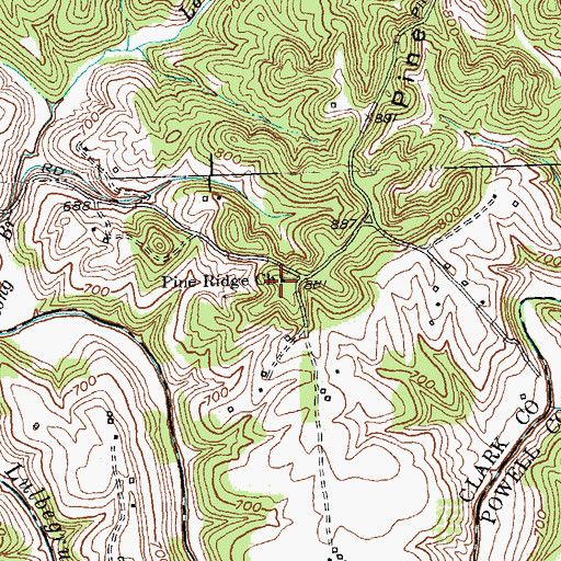Topographic Map of Pine Ridge (historical), KY