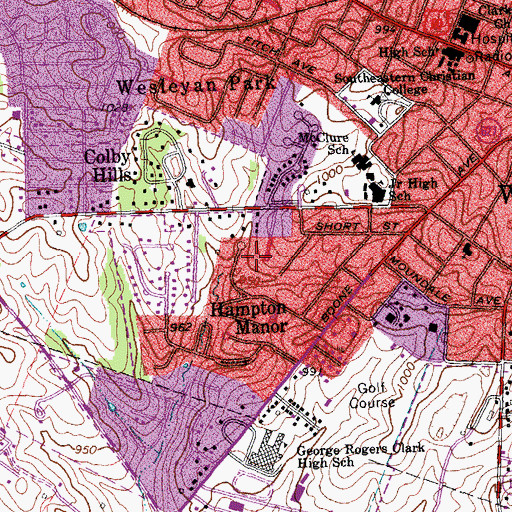 Topographic Map of Hampton Stock Farm (historical), KY