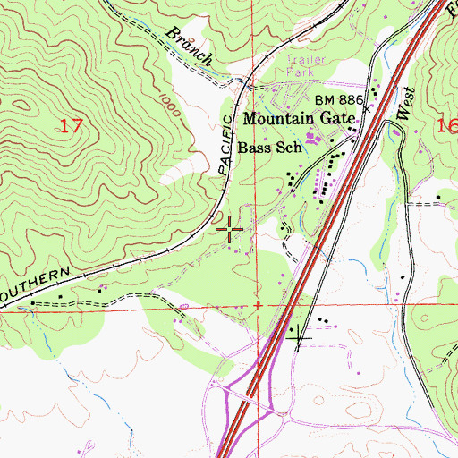 Topographic Map of Redding Lakeside Mobile Estates, CA