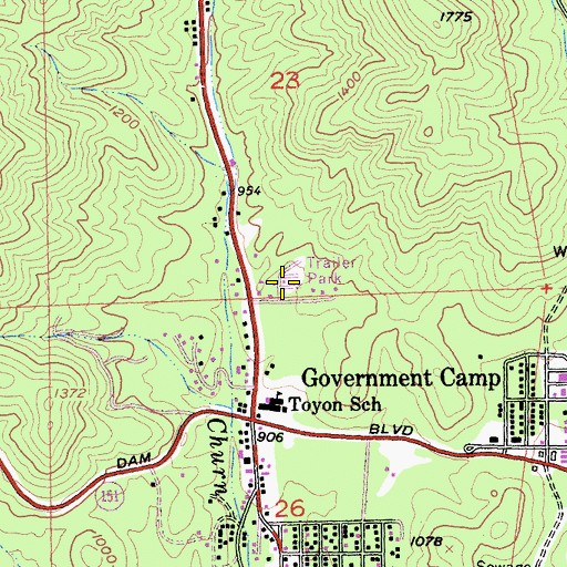 Topographic Map of Shasta Lake Mobile Home Park, CA