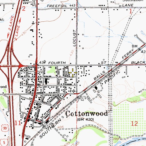 Topographic Map of Cottonwood Estates, CA