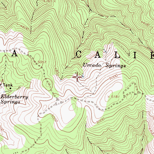 Topographic Map of Urcado Springs, CA