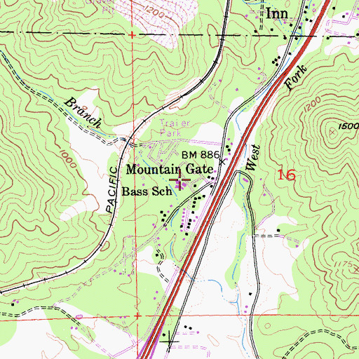 Topographic Map of Mountain Gate Mobile Home Park, CA