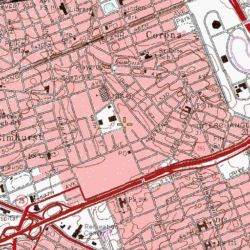 Topographic Map of Church of Pentecost Queens, NY