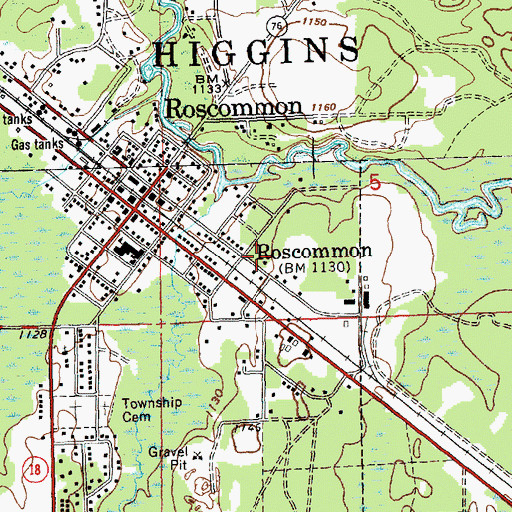 Topographic Map of Roscommon Baptist Church, MI