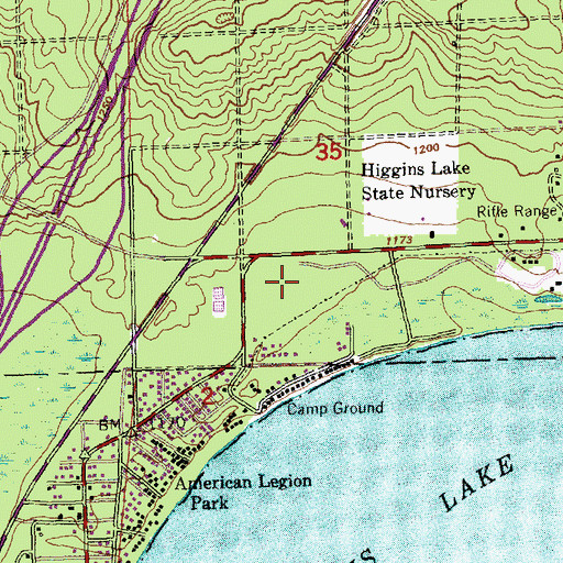 Topographic Map of North Higgins Lake State Park West Campground, MI