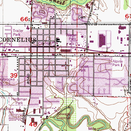 Topographic Map of Cornelius Baptist Church, OR