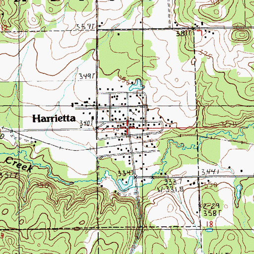 Topographic Map of Harrietta Post Office, MI