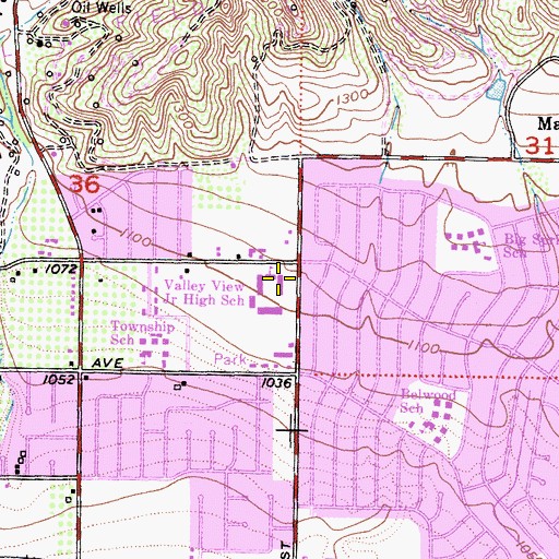 Topographic Map of Valley View Junior High School, CA