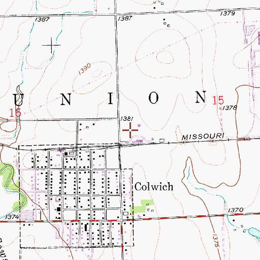 Topographic Map of Colwich Industrial Park, KS