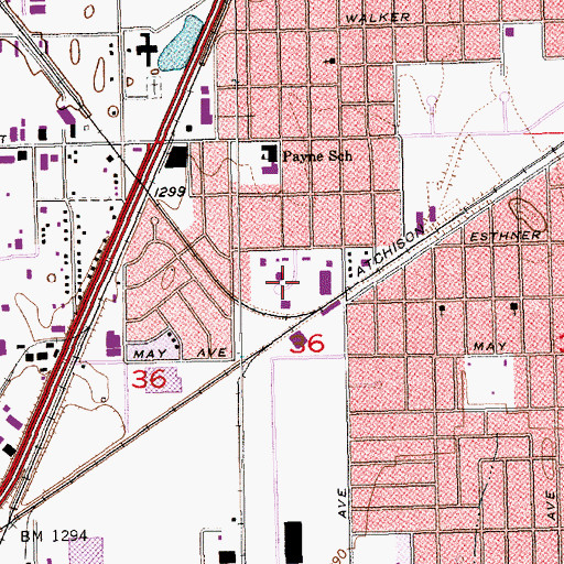 Topographic Map of Meridian Industrial Park, KS