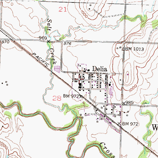 Topographic Map of Delia Post Office, KS