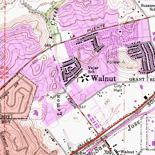 Topographic Map of Vejar Elementary School, CA
