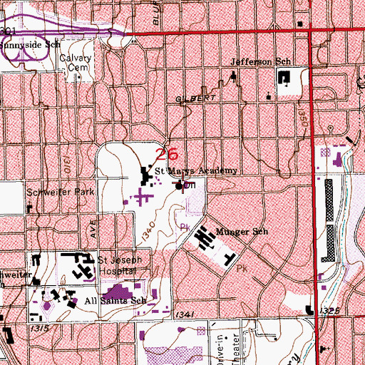 Topographic Map of Golden Living Center of Wichita, KS