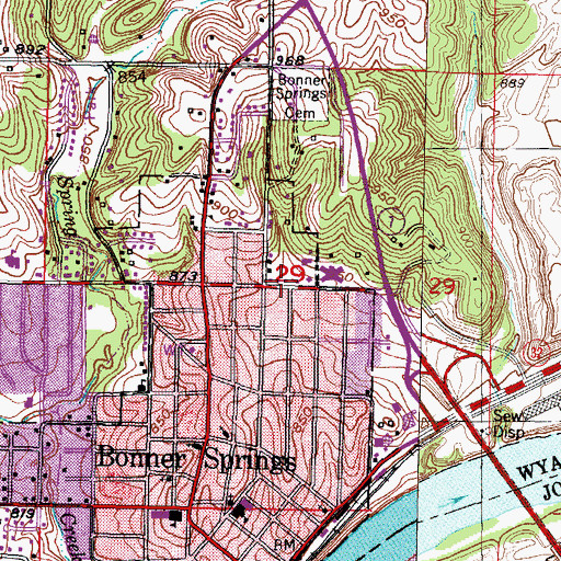 Topographic Map of Bonner Springs Church of Christ, KS