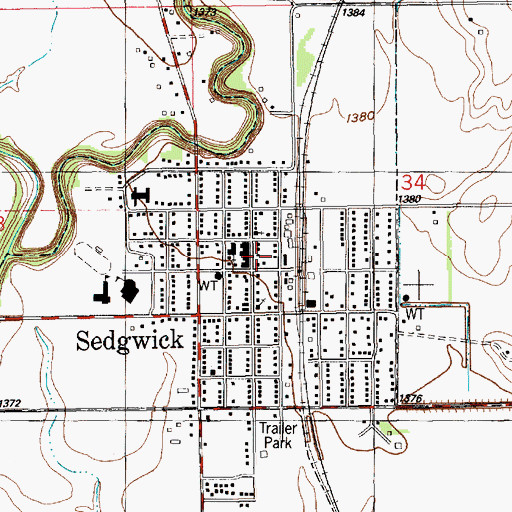 Topographic Map of City of Sedgwick Administrative Offices, KS