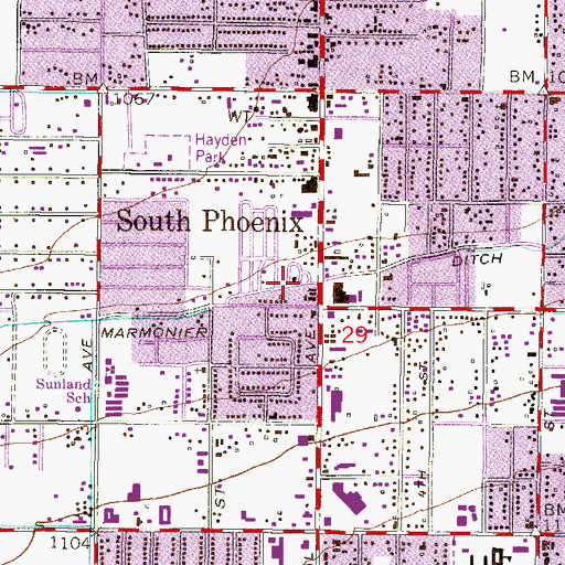 Topographic Map of Sleepy Hollow Trailer Village, AZ