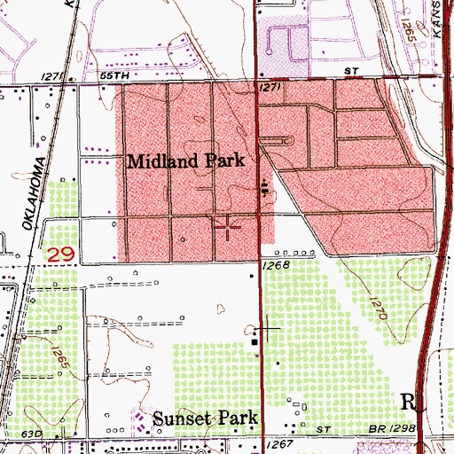 Topographic Map of Hardison Shady Acres Mobile Home Park, KS