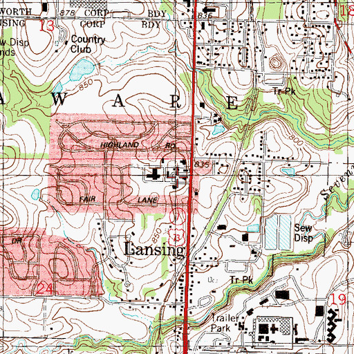 Topographic Map of Colonial Manor Nursing and Care Center, KS